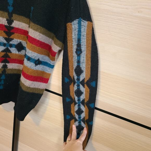 Vintage Pendleton High Grade Western Wear Wool Sweater Blue Aztec Size Med USA - Picture 4 of 8